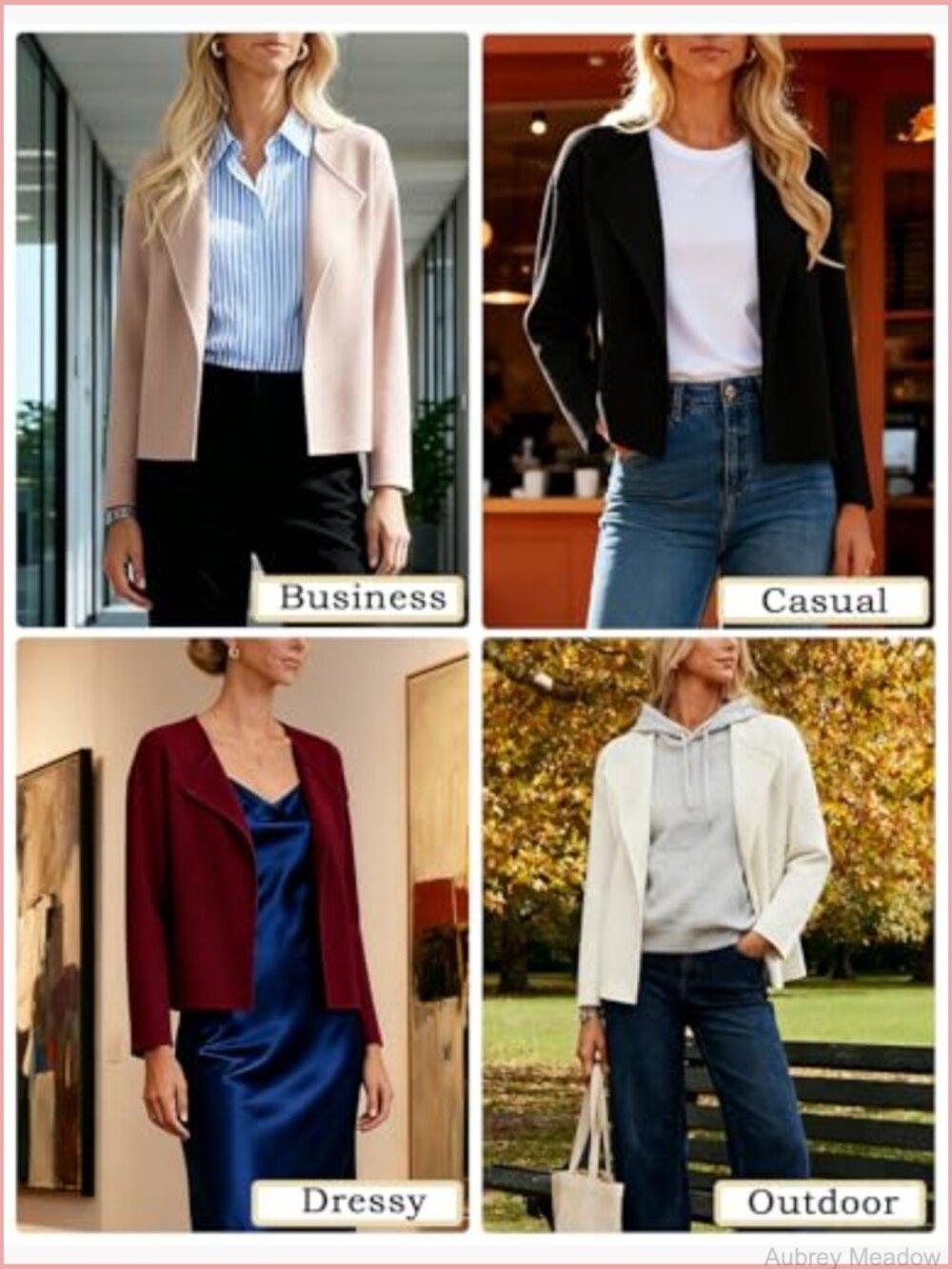 Cropped Knit Sweater Blazer Oversized Open Front Jacket Lapel Cardigan - Picture 5 of 7